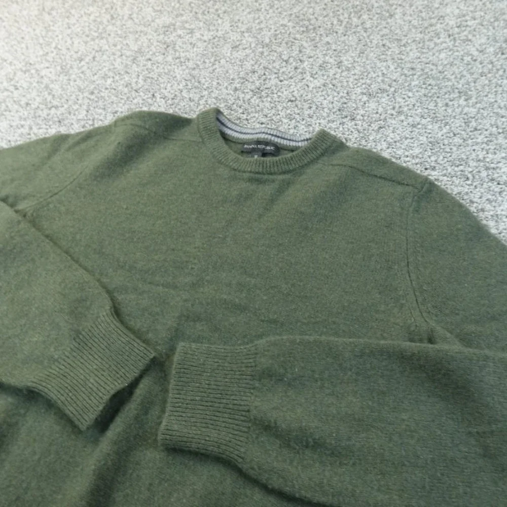 Banana Republic Sweater Mens M Green Merino Wool‎ Pullover Crewneck Knit Soft